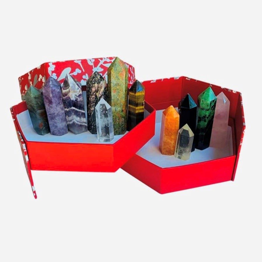 Crystal Advent Calendar 12 Stone Towers in Red Box