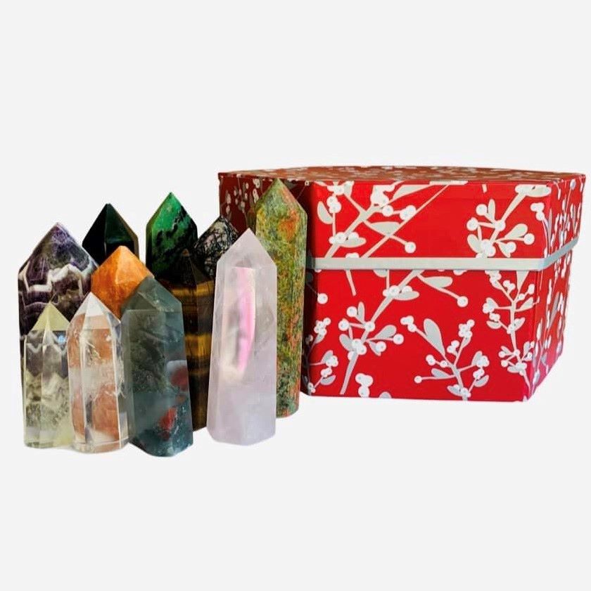 Crystal Advent Calendar 12 Towers with Red Swivel Box