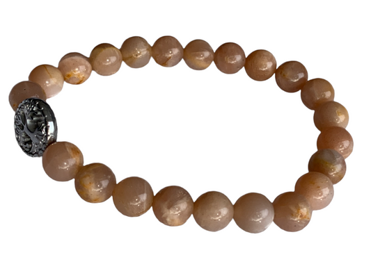 Healing Crystal Bracelets Peach Moonstone 8 mm Round Beads