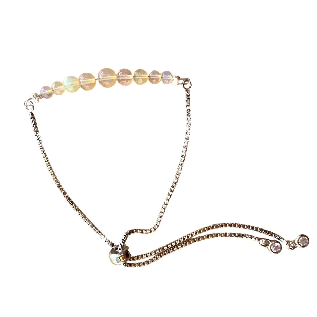 Healing Crystal Bracelets Round White Opals Graduated Size 