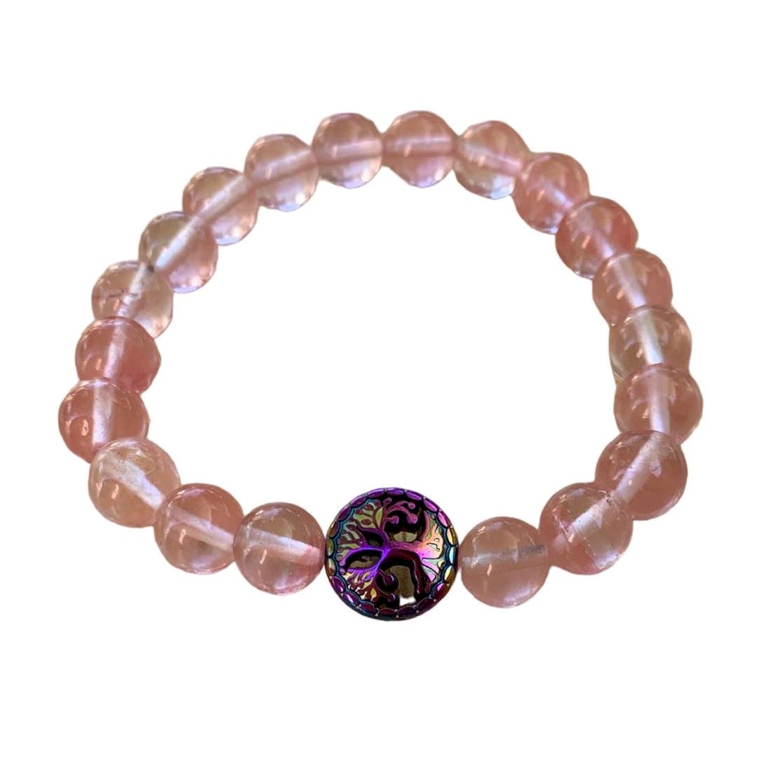 Healing Crystal Bracelets Strawberry Quartz Round Beads