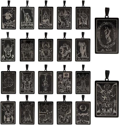 Tarot Card Necklace Black Plated All Major Arcana Tarot Cards