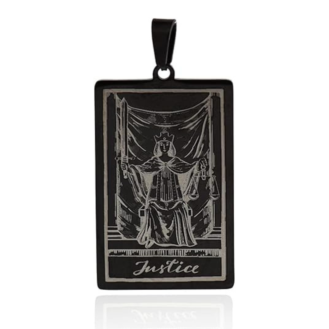 Tarot Card Necklace Black Major Arcana Justice
