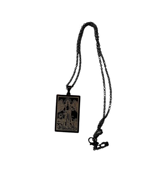 Tarot Card Necklace Black with Black Chain