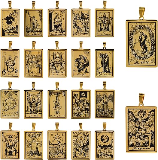 Tarot Card Necklaces in Gold all Major Arcana Tarot Cards