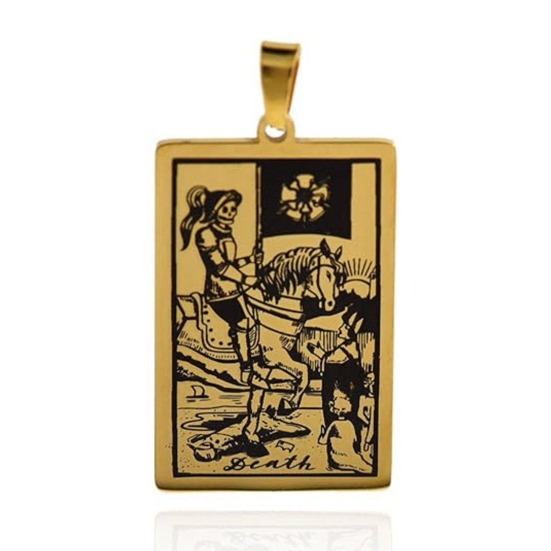 Tarot Card Necklace Gold Major Arcana Death