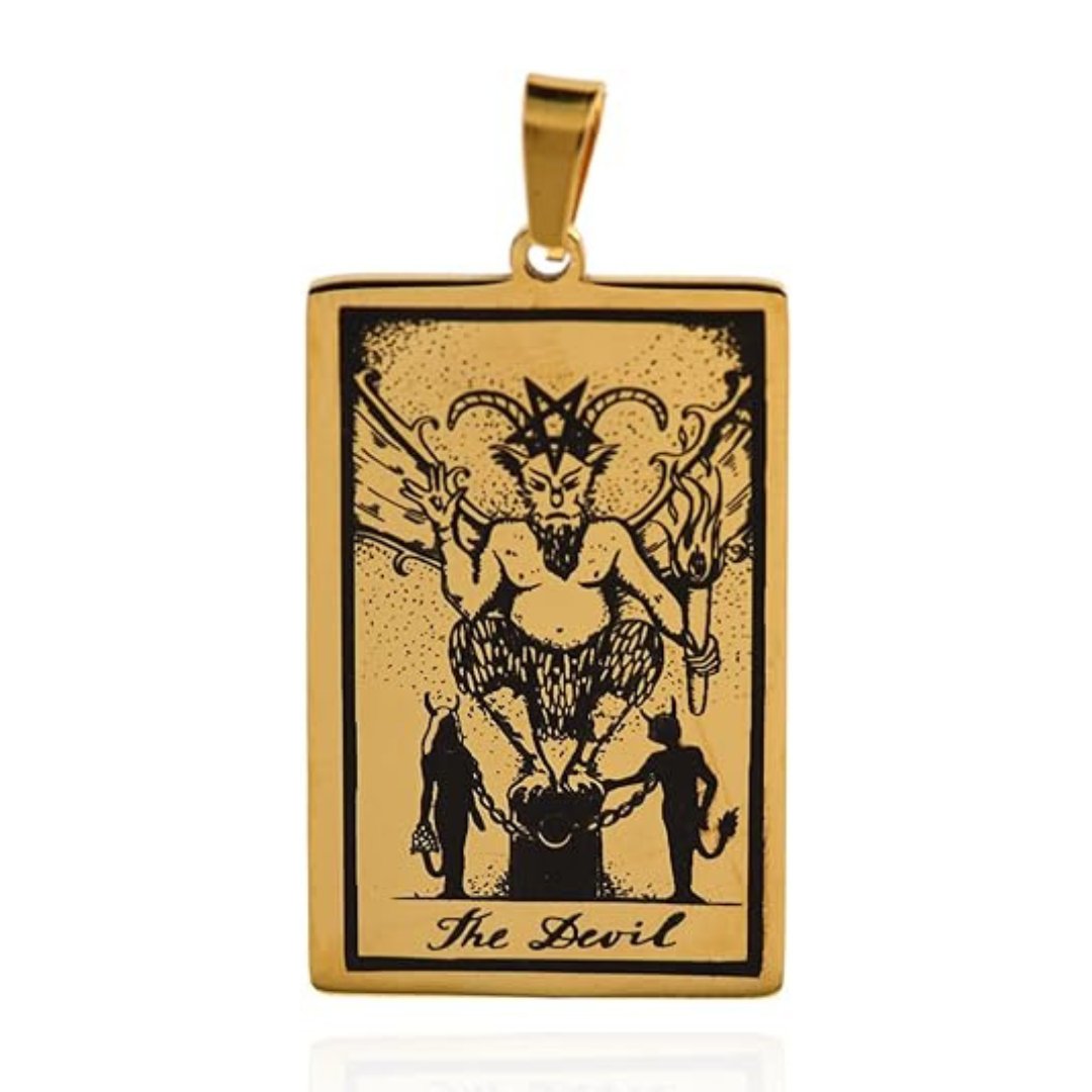 Tarot Card Necklace Gold Major Arcana The Devil