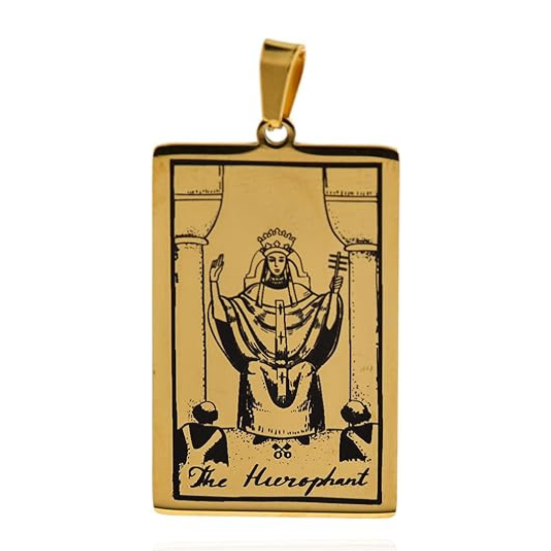 Tarot Card Necklace Gold Major Arcana The Hierophant