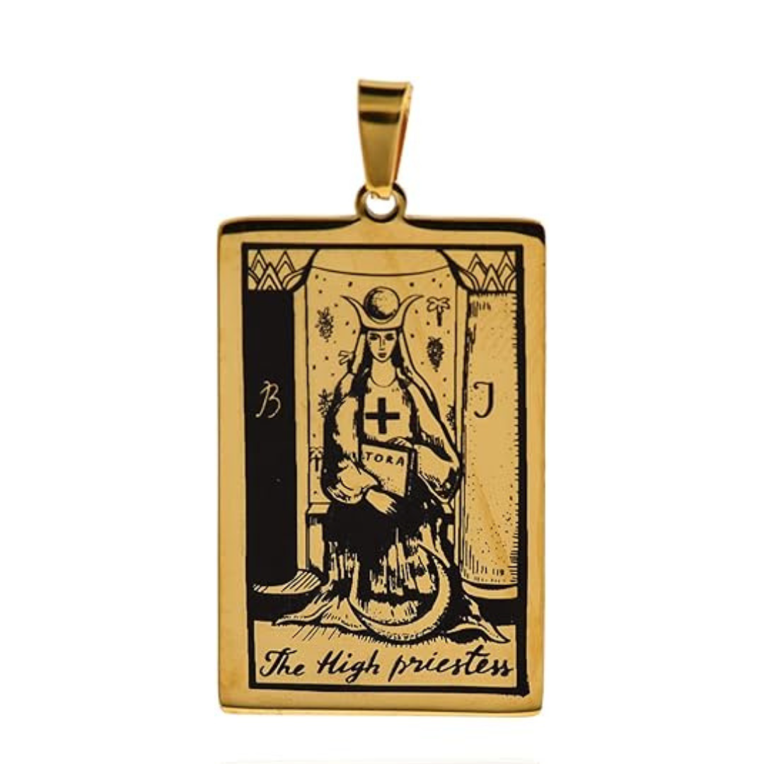 Tarot Card Necklace Gold Major Arcana The High Priestess