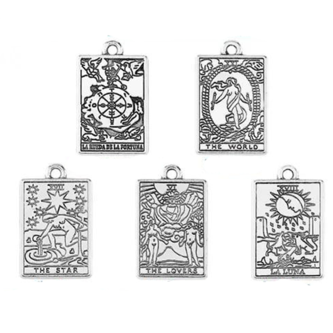 Tarot Card Necklaces - Silver Colored