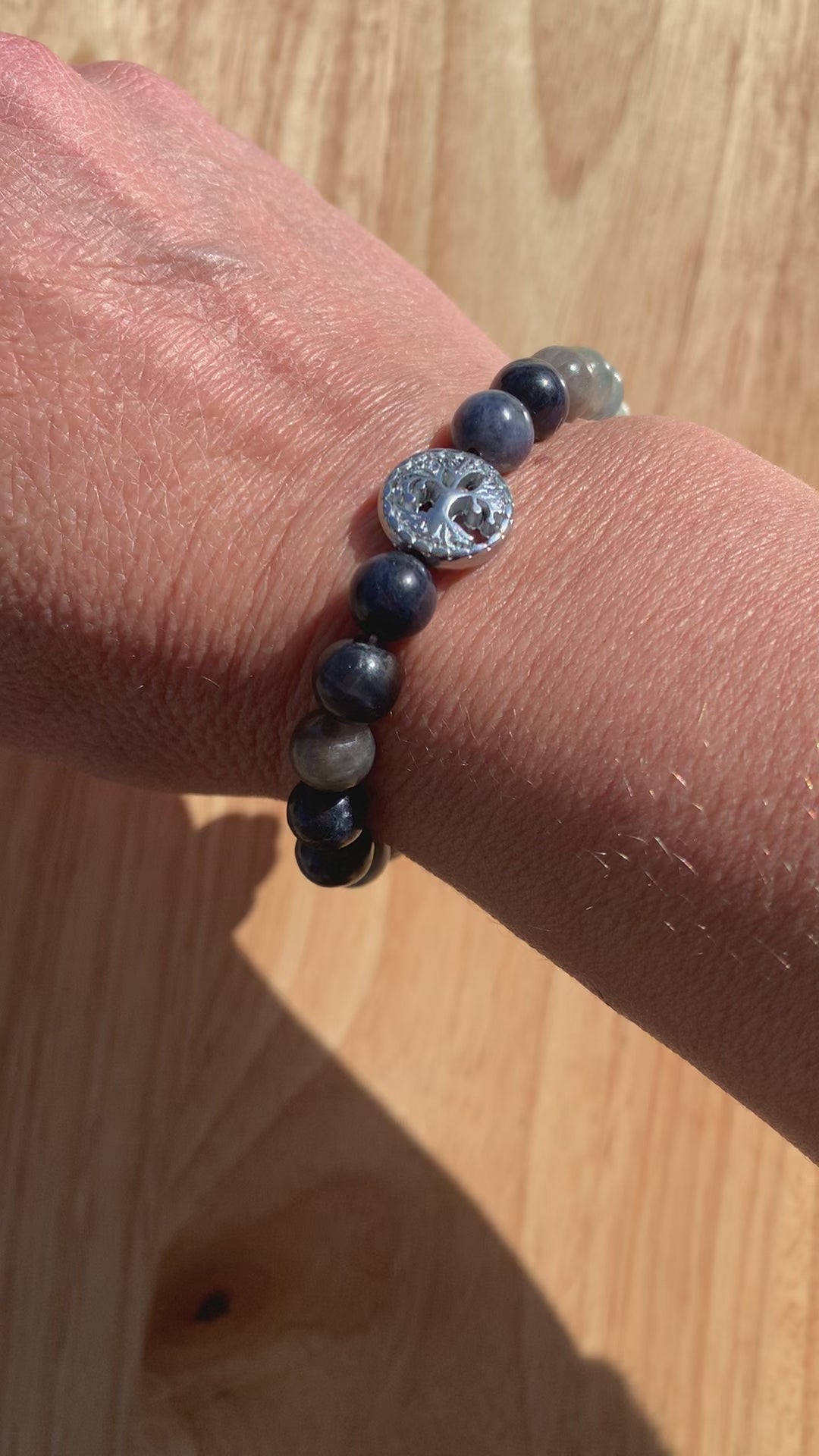 Healing Crystal Bracelets Sapphire Round Beads in the Sun
