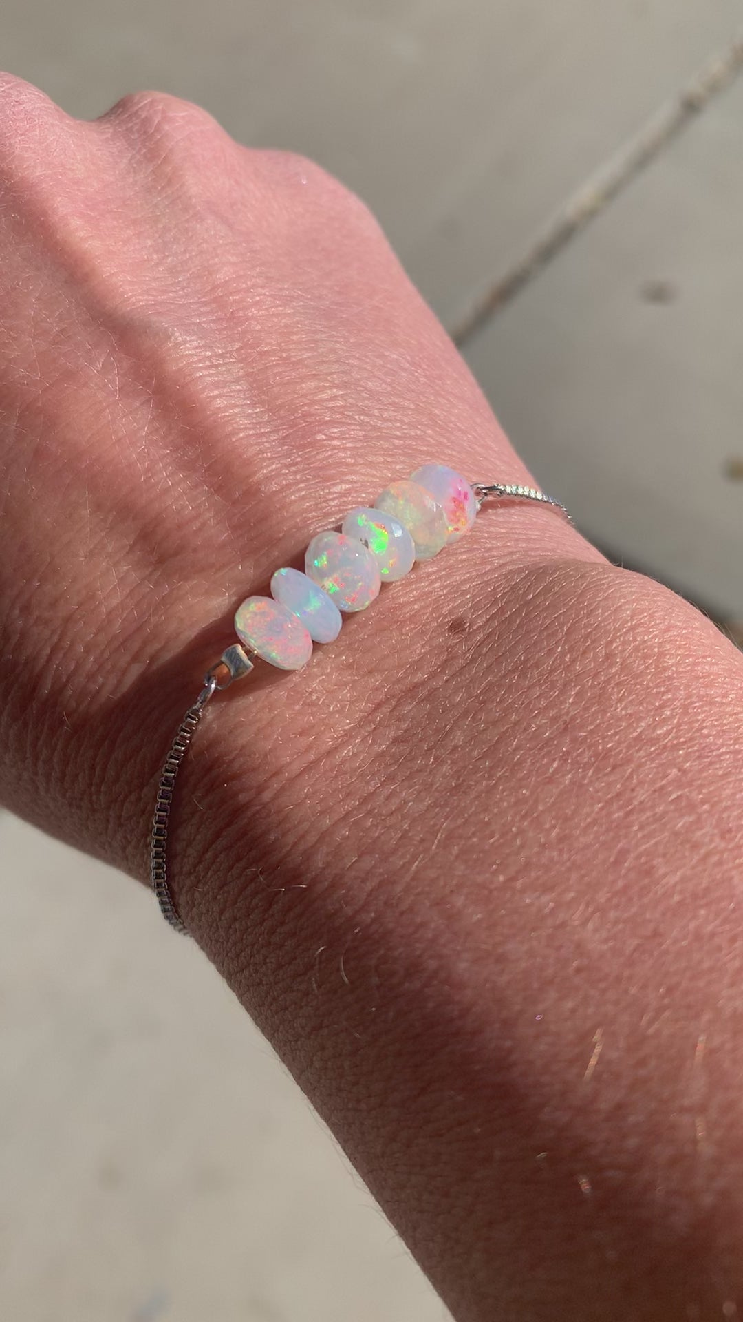 Healing Crystal Bracelets White Opals Video Showing Beauty of the Fire