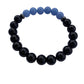 Aragonite Blue with Onyx Bracelet 8 mm Round Beads - Naturally Glows in the Dark