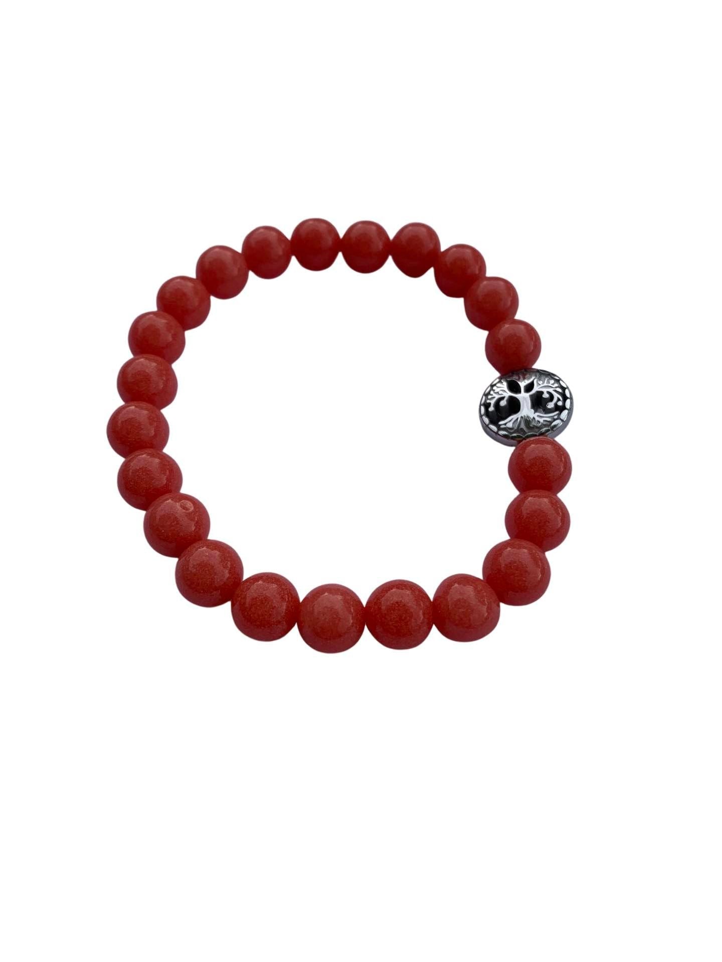 Aragonite Coral Bracelet 8 mm Round Beads - Naturally Glows in the Dark
