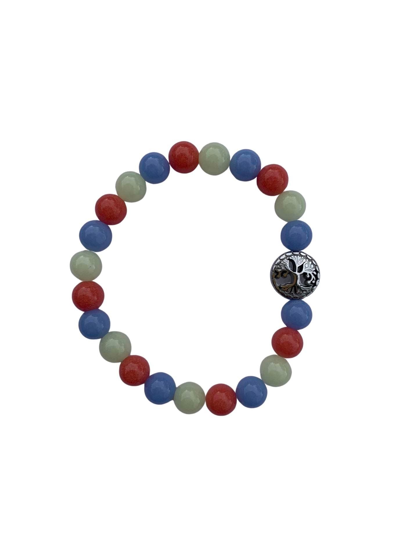 Aragonite Multi Bracelet 8 mm Round Beads - Naturally Glows in the Dark