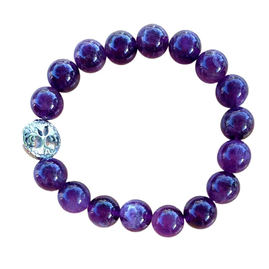 Healing Crystal Bracelets Amethyst 10 mm Round Beads