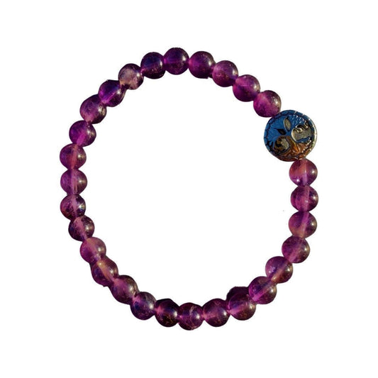 Healing Crystal Bracelets Amethyst 6mm Round Beads