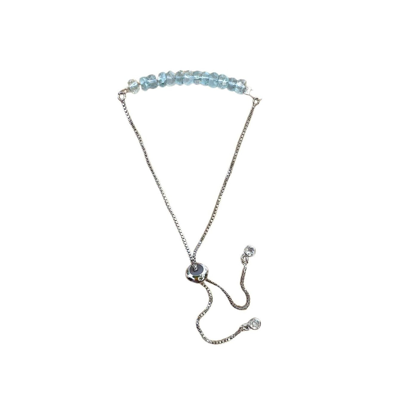 healing crystal bracelets dainty 5mm aquamarine with adjustable chain