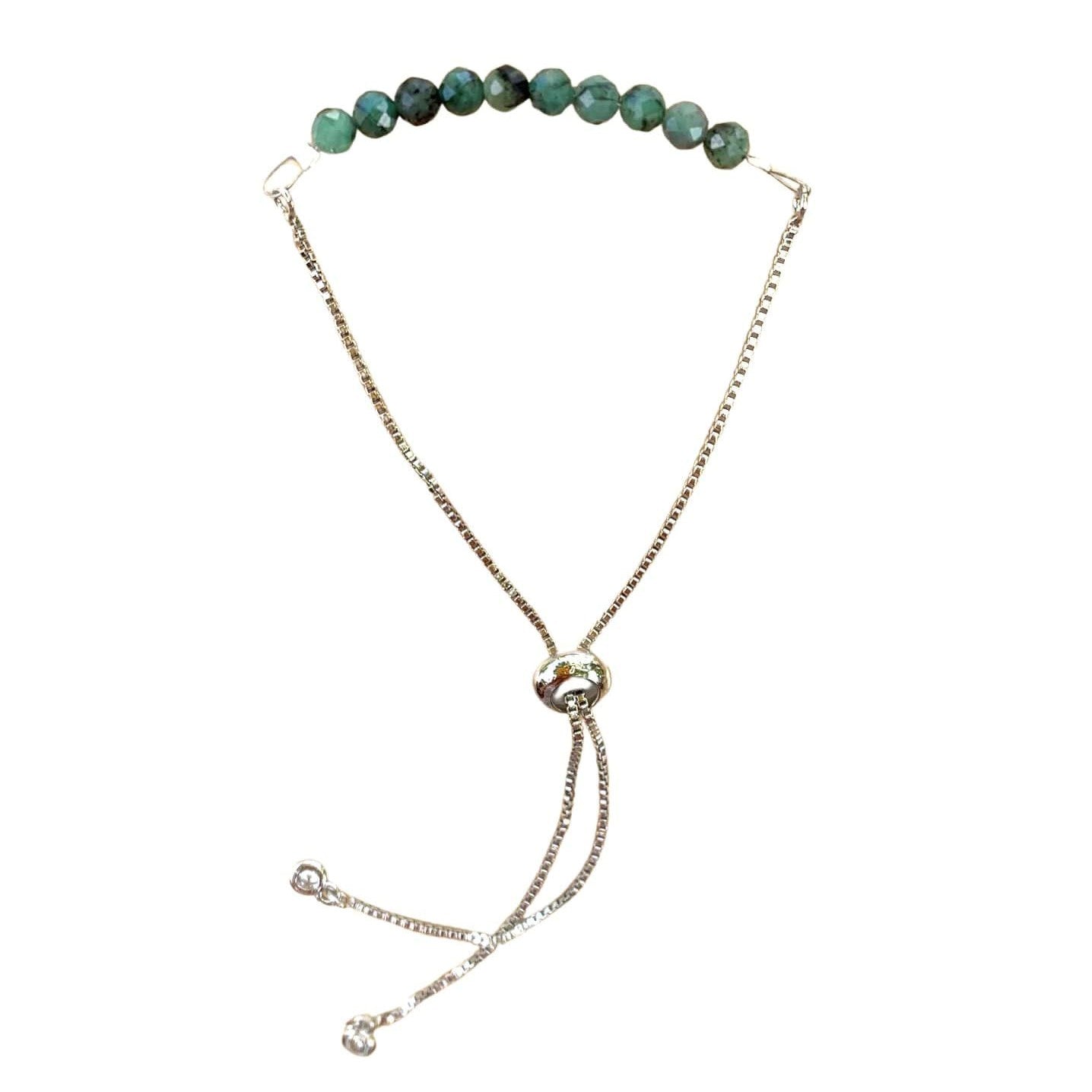 healing crystal bracelets dainty emerald with adjustable chain