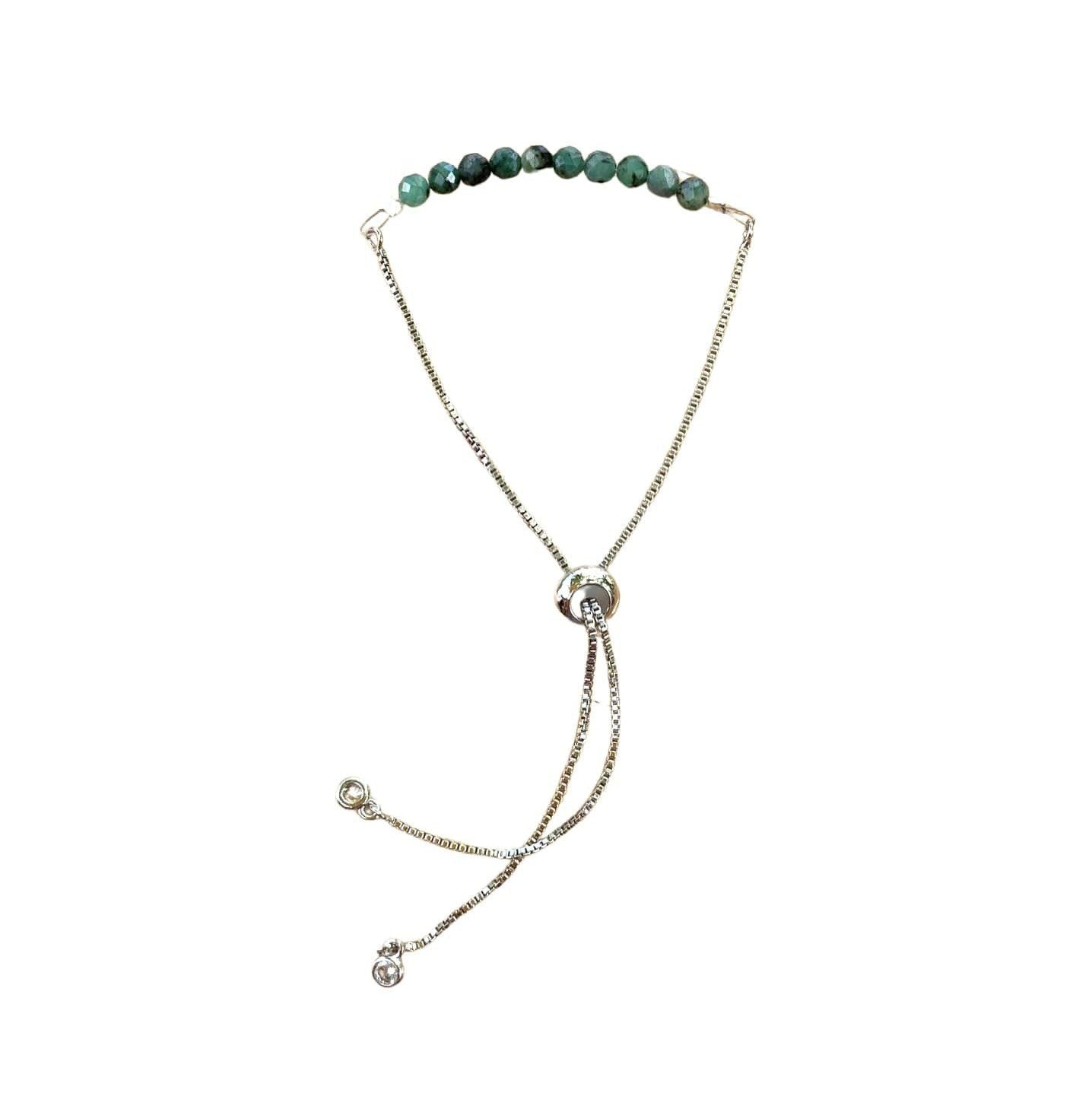 healing crystal bracelets dainty 4mm emeralds with adjustable chain