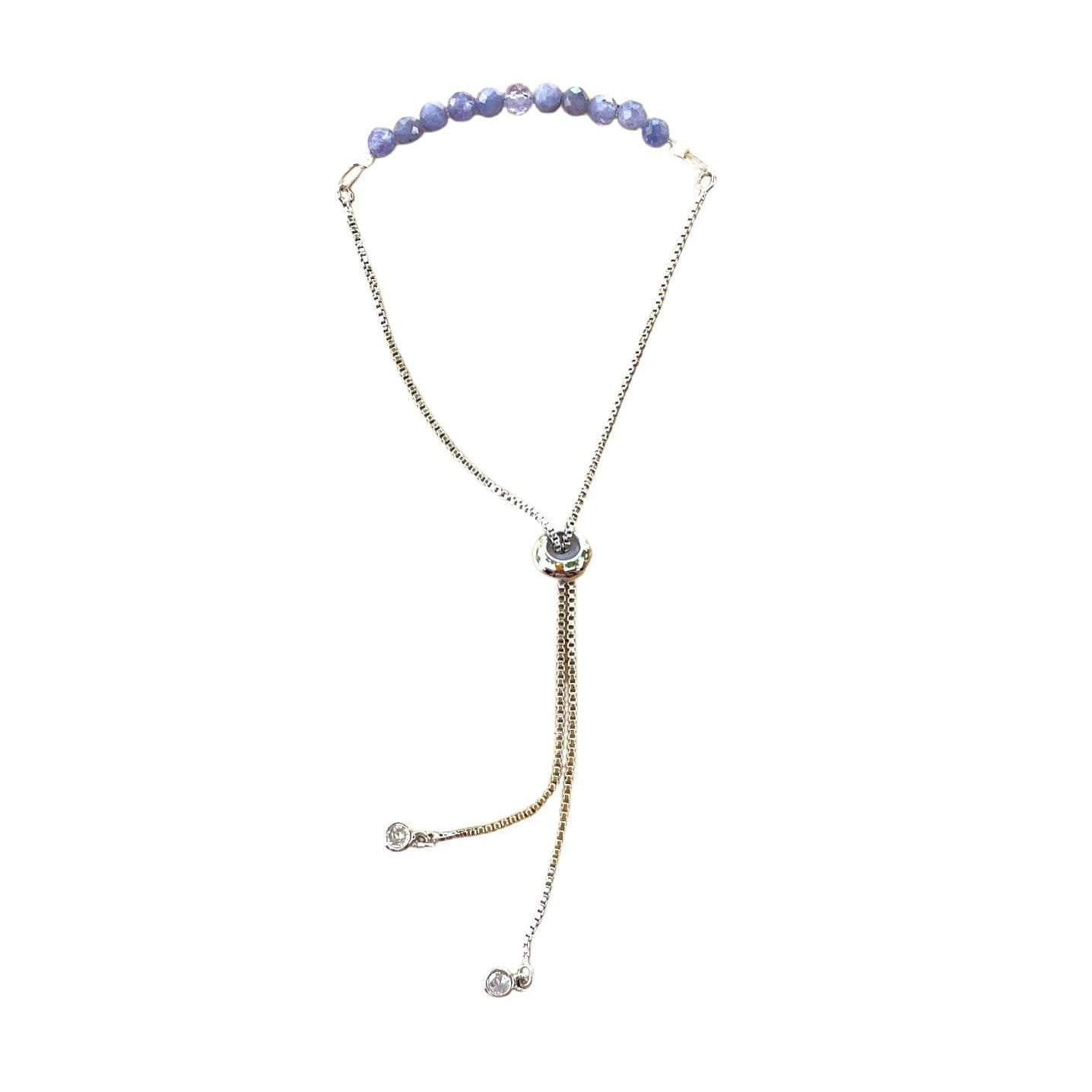healing crystal bracelets dainty 4mm tanzanite with adjustable chain