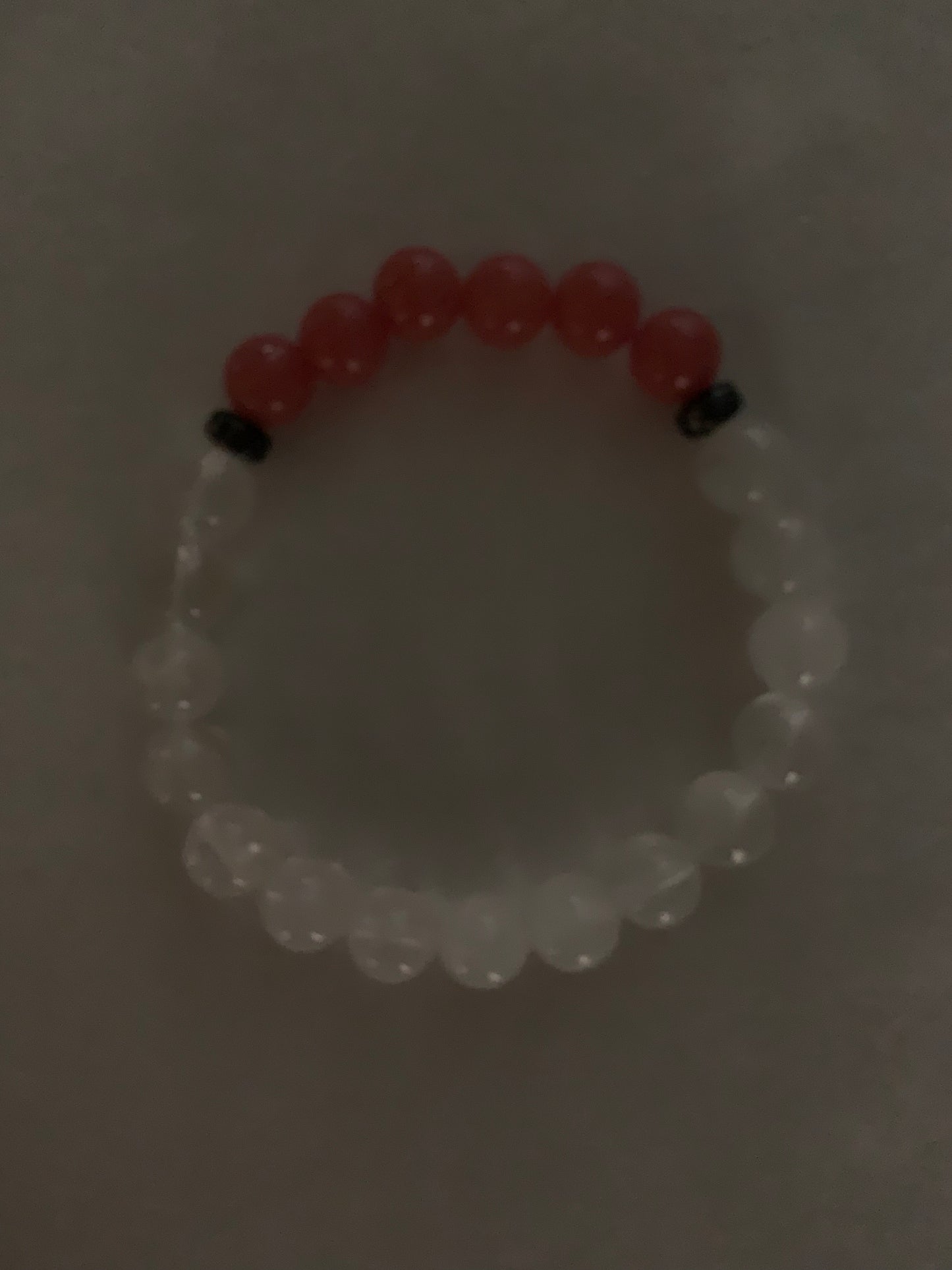 Aragonite Coral with Clear Quartz Bracelet 8 mm Round Beads - Naturally Glows in the Dark